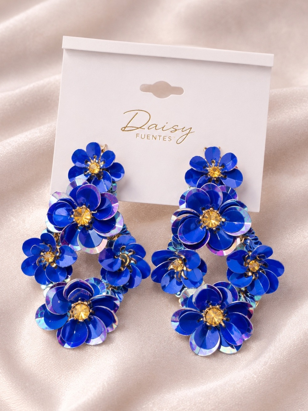 Daisy Fuentes Pierced Royal Blue Earrings New